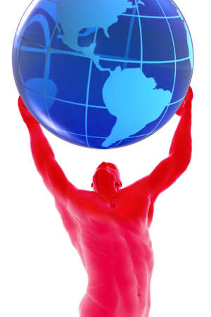 Fancy 3D rendered man and world.の写真素材