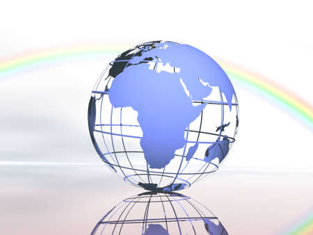 Wireframe 3D rendered of world.の写真素材