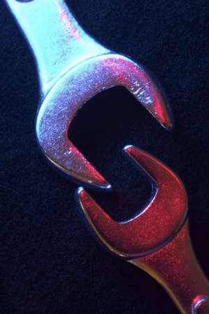 Close-up of  tools under low light.の写真素材