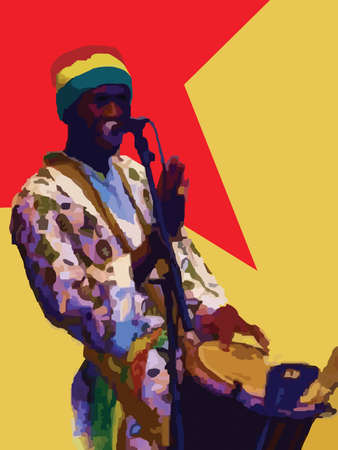 illustration of singer singing a song.の写真素材