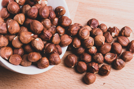 Hazelnut nuts close up. Healthy fitness super food.の写真素材