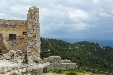 Ruins of the castle of Kritinia in Rhodes. On a sunny summer day.の写真素材