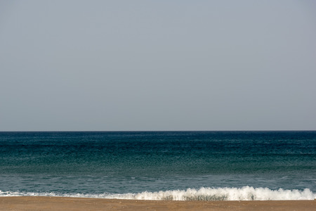 beautiful beach of mediterranean sea on sunny day in greece