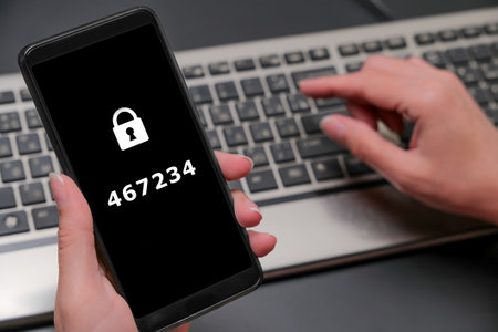 A security code to access your data online. two-factor authentication. Modern authentication technologies.の写真素材