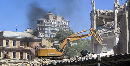 Demolition of a house in Odessa