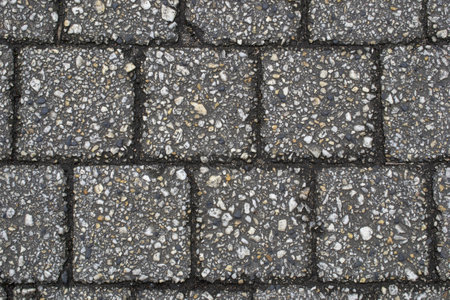 A close up of a brick walkway with a white and black background.の写真素材