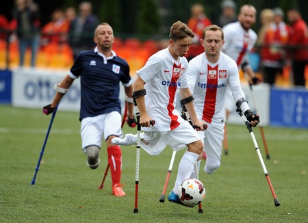 WARSAW, POLAND - SEPTEMBER 12, 2015: AMP Football cup Warsaw Poland 2015nz Poland vs Franceのeditorial素材