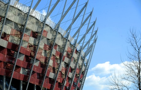 WARSAW, POLAND - APRIL 22, 2015: National stadium in Warsaw, Poland, the arena of UEFA Europa League Cup Final in 2015のeditorial素材