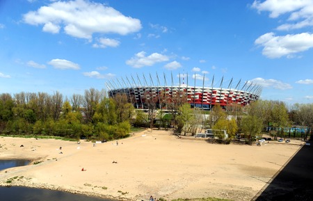 WARSAW, POLAND - APRIL 22, 2015: National stadium in Warsaw, Poland, the arena of UEFA Europa League Cup Final in 2015のeditorial素材