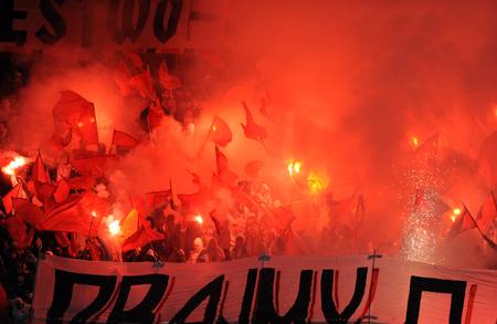 WARSAW, POLAND - NOVEMBER 21, 2015: T-Mobile Extra League Polish Premier Football League Legia...
