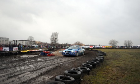 WARSAW, POLAND - DECEMBER 12, 2015: 53-th Barborka Rally Polish legendary rally cross rallyのeditorial素材