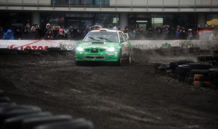 WARSAW, POLAND - DECEMBER 12, 2015: 53-th Barborka Rally Polish legendary rally cross rallyのeditorial素材