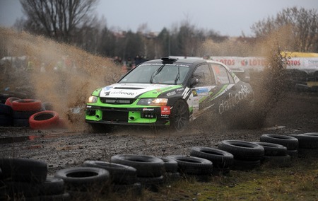 WARSAW, POLAND - DECEMBER 12, 2015: 53-th Barborka Rally Polish legendary rally cross rallyのeditorial素材