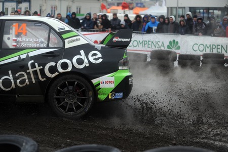 WARSAW, POLAND - DECEMBER 12, 2015: 53-th Barborka Rally Polish legendary rally cross rallyのeditorial素材