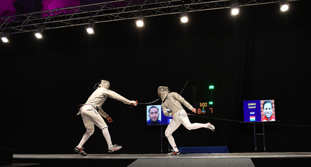 WARSAW, POLAND  FEBRUARY 25: Sabre de Wolodyjowski Internationa Fencing Federation Fencing Cup in mens sword FIAのeditorial素材