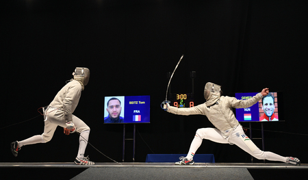 WARSAW, POLAND  FEBRUARY 25: Sabre de Wolodyjowski Internationa Fencing Federation Fencing Cup in mens sword FIAのeditorial素材
