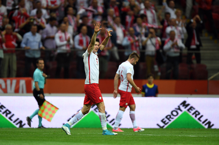 JUNE 10, 2017: 2018 World Cup Qualifications Robert Lewandowski of Poland celebrates his goalのeditorial素材