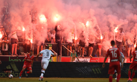 WARSAW, POLAND - JUNE 04, 2017: Extra League Polish Premier League Football Legia Warsaw - Lechia Gdansko / p: Legia Warsaw supportersのeditorial素材