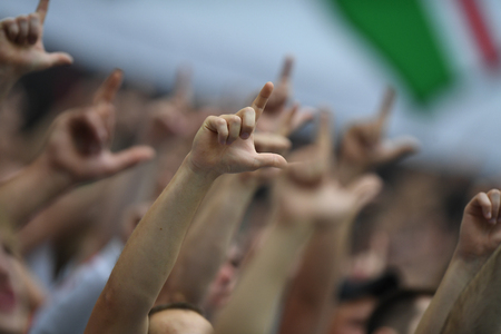 WARSAW, POLAND - JUNE 04, 2017: Extra League Polish Premier League Football Legia Warsaw - Lechia Gdansko / p: Legia Warsaw supportersのeditorial素材