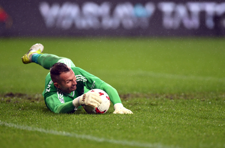 17 SEPTEMBER, 2017 - WARSAW, POLAND: Polish Extra League football match Legia Warszawa - Cracovia Krakow
o/p Arkadiusz Malarz (Legia Warszawa)のeditorial素材