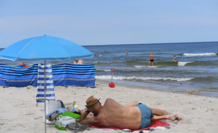 12 JULY 2018 - OSTROW, POLAND: Polish Baltic sea during summerのeditorial素材