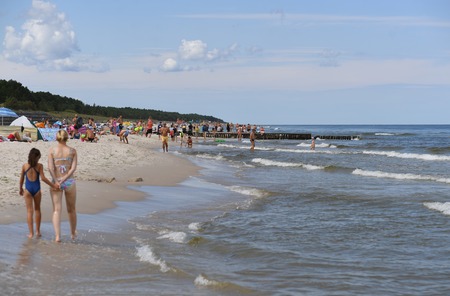 12 JULY 2018 - OSTROW, POLAND: Polish Baltic sea during summerのeditorial素材