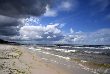 12 JULY 2018 - OSTROW, POLAND: Polish Baltic sea during summerのeditorial素材