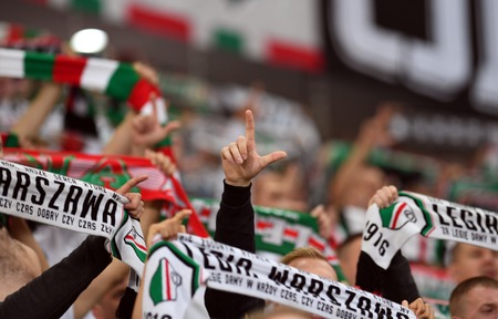 16 OCTOBER 2018 - WARSAW, POLAND: Polish Extra League LOTTO Ekstraklasa football match Legia Warsaw - Lech Poznano / p Legia fansのeditorial素材