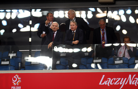 CHORZOW, POLAND - OCTOBER 14, 2018: UEFA Nations League Poland and Italyo / p: Jerzy Buzek politicianのeditorial素材