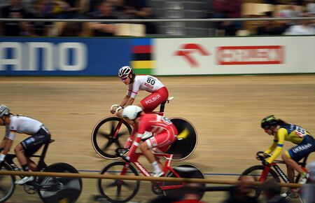 PRUSZKOW, POLAND - MARCH 03, 2019: UCI track cycling world championships by TISSOTのeditorial素材