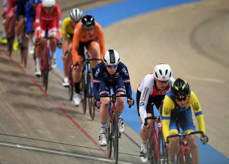 PRUSZKOW, POLAND - MARCH 03, 2019: UCI track cycling world championships by TISSOTのeditorial素材