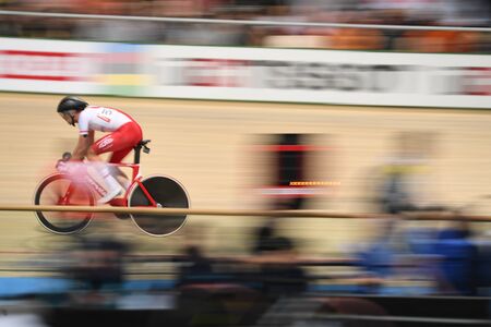 PRUSZKOW, POLAND - MARCH 03, 2019: UCI track cycling world championships by TISSOTのeditorial素材