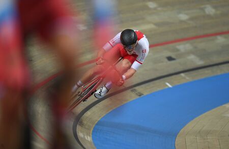 PRUSZKOW, POLAND - MARCH 03, 2019: UCI track cycling world championships by TISSOTのeditorial素材