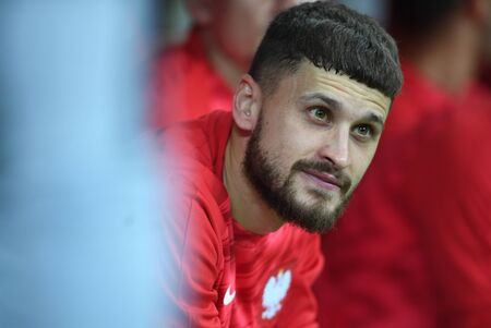 Warsaw, Poland, September 9, 2019: EURO 2020 qualifing round, group stage, Poland draws 0: 0 with Austrial on PGE Narodowy.Mateusz Klich (Poland)のeditorial素材