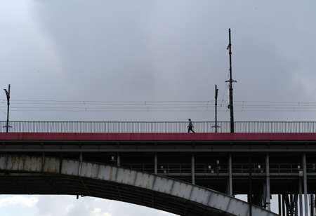 Warsaw, Poland, May 14, 2020: Warsaw during COVID-19 epidemic, Vistula river shoreのeditorial素材