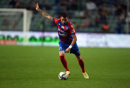 WARSAW, POLAND - SEPTEMBER 25, 2021: Polish Football League game Legia Warszawa - Rakow Czestochowa, Zarko Udovicic (Rakow Czestochowa)のeditorial素材