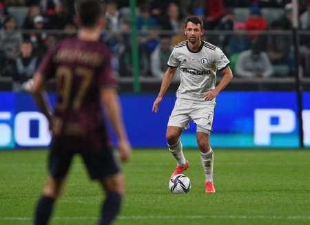 WARSAW, POLAND - OCTBER 31, 2021: Polish Football League game Legia Warszawa - Pogon Szczecin, Mateusz Wieteska (Legia Warsaw)のeditorial素材