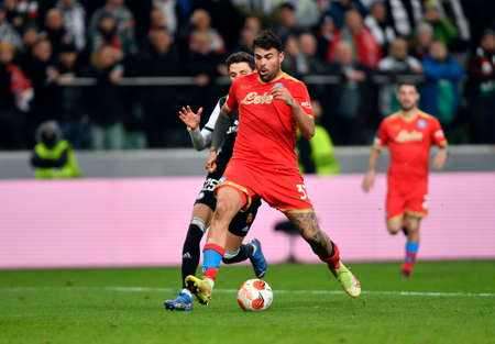 WARSAW, POLAND - NOVEMBER 04, 2021: UEFA Europa League group Stage game Legia Warszawa - SSC Napoli, Andrea Pategna (SSC Napoli)のeditorial素材