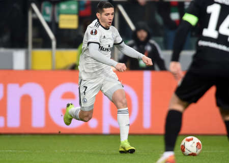 WARSAW, POLAND - DECEMBER 09, 2021: UEFA Europa League group Stage game Legia Warszawa - FC Spartak Moscov, Lirim Kastrati (Legia Warsaw)のeditorial素材
