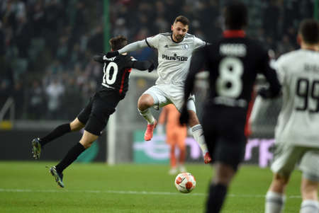 WARSAW, POLAND - DECEMBER 09, 2021: UEFA Europa League group Stage game Legia Warszawa - FC Spartak Moscov, Mateusz Wieteska (Legia Warsaw)のeditorial素材