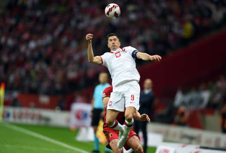 WARSAW, POLAND - JUNE 14, 2022: UEFA Nations League 2023 Poland - Belgium game o / p: Robert Lewandowski (Poland)のeditorial素材