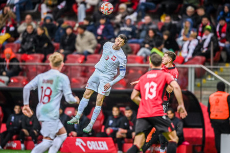 WARSAW, POLAND - MARCH 27, 2023: European qualifiers EURO 2024 group stage Poland - Albania o/p: Robert Lewandowski (poland)のeditorial素材