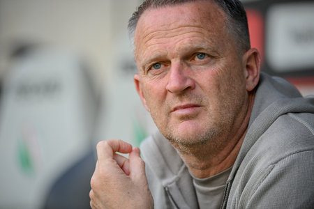 WARSAW, POLAND - APRIL 16, 2023: Polish Football League T-Mobile Ekstraklasa o/p: John Van Der Brom (Lech)のeditorial素材