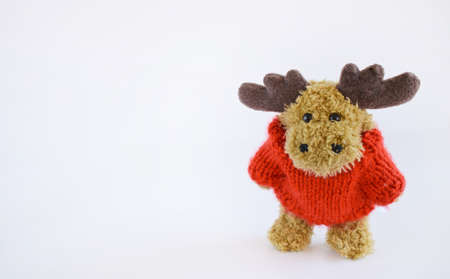 Children Toy collection, Soft brown deer on a white background. soft christmas toy brown deer.の写真素材