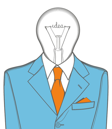 Eureka. Lamp head, illustration of businessmanのイラスト素材
