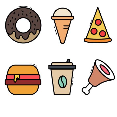 fast food icons set, vector icons for fast foodのイラスト素材
