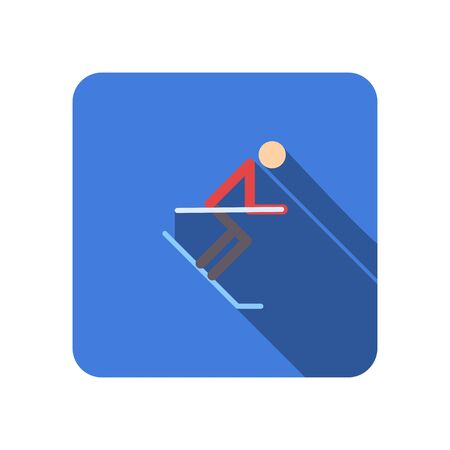 ski flat icon with long shadow, winter mountain sportsのイラスト素材