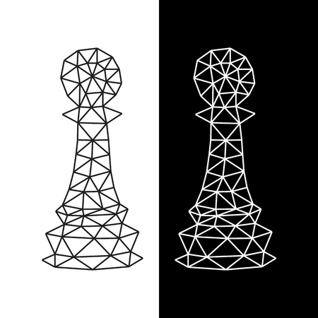 White and black chess pawn figures low poly style vector illustration. Polygon, triangle, structure, abstract. Black and white, dual, difference, competition. Business, relationship, double.のイラスト素材