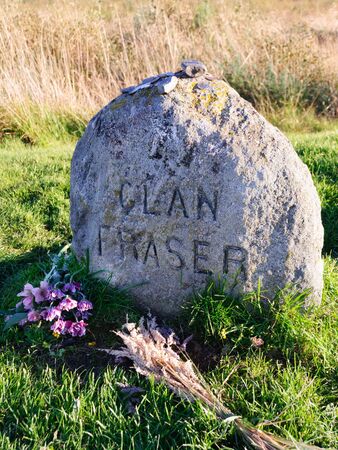 Clan Fraser headstone at Culloden near Inverness in the Scottish Highlandsの写真素材