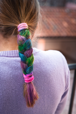 multicolor hair braidの写真素材